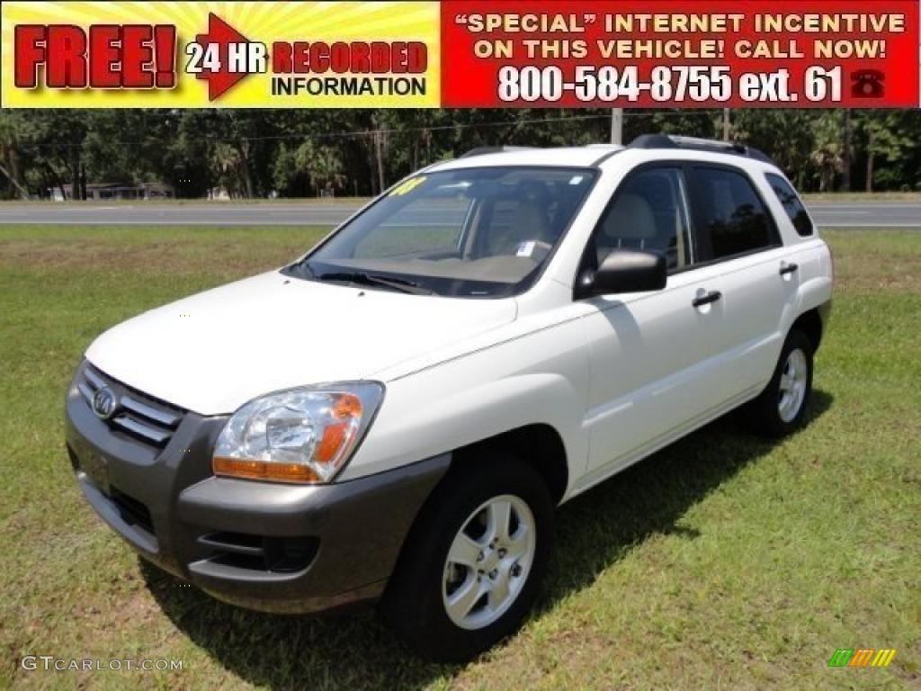 2008 Sportage LX - Clear White / Beige photo #1