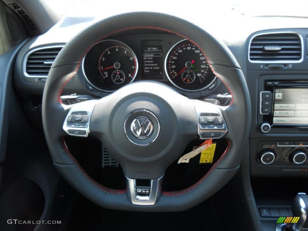 2011 Volkswagen GTI 4 Door Interlagos Plaid Cloth Steering Wheel Photo #49131155