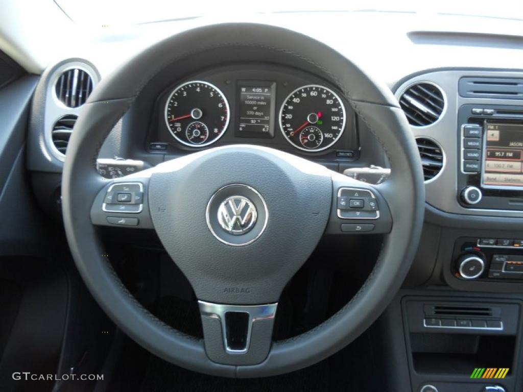 2011 Volkswagen Tiguan SEL 4Motion Charcoal Steering Wheel Photo #49132286