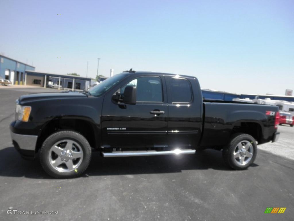 Onyx Black 2011 GMC Sierra 2500HD SLE Extended Cab 4x4 Exterior Photo #49132445