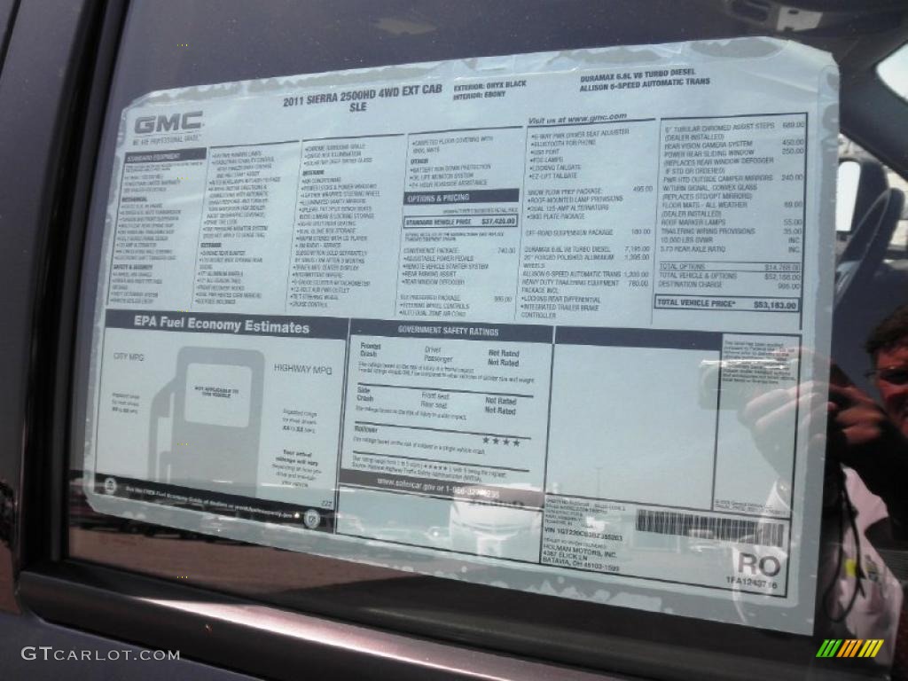 2011 GMC Sierra 2500HD SLE Extended Cab 4x4 Window Sticker Photo #49132657