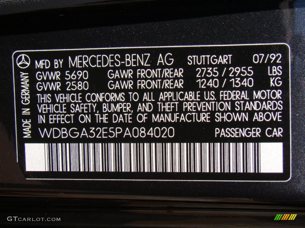 1993 S Class 300 SE - Black Pearl Metallic / Grey photo #29