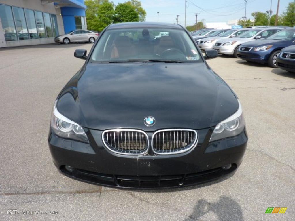 2004 5 Series 545i Sedan - Jet Black / Auburn photo #6