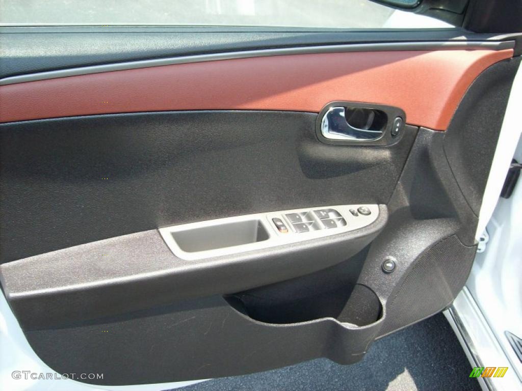 2010 Chevrolet Malibu LTZ Sedan Ebony/Brick Door Panel Photo #49137806