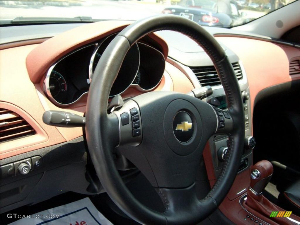 2010 Chevrolet Malibu LTZ Sedan Ebony/Brick Steering Wheel Photo #49137854