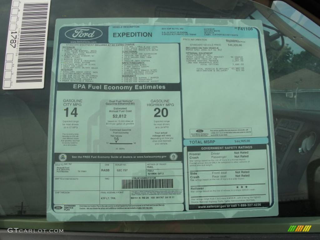 2011 Ford Expedition EL XLT Window Sticker Photo #49141319