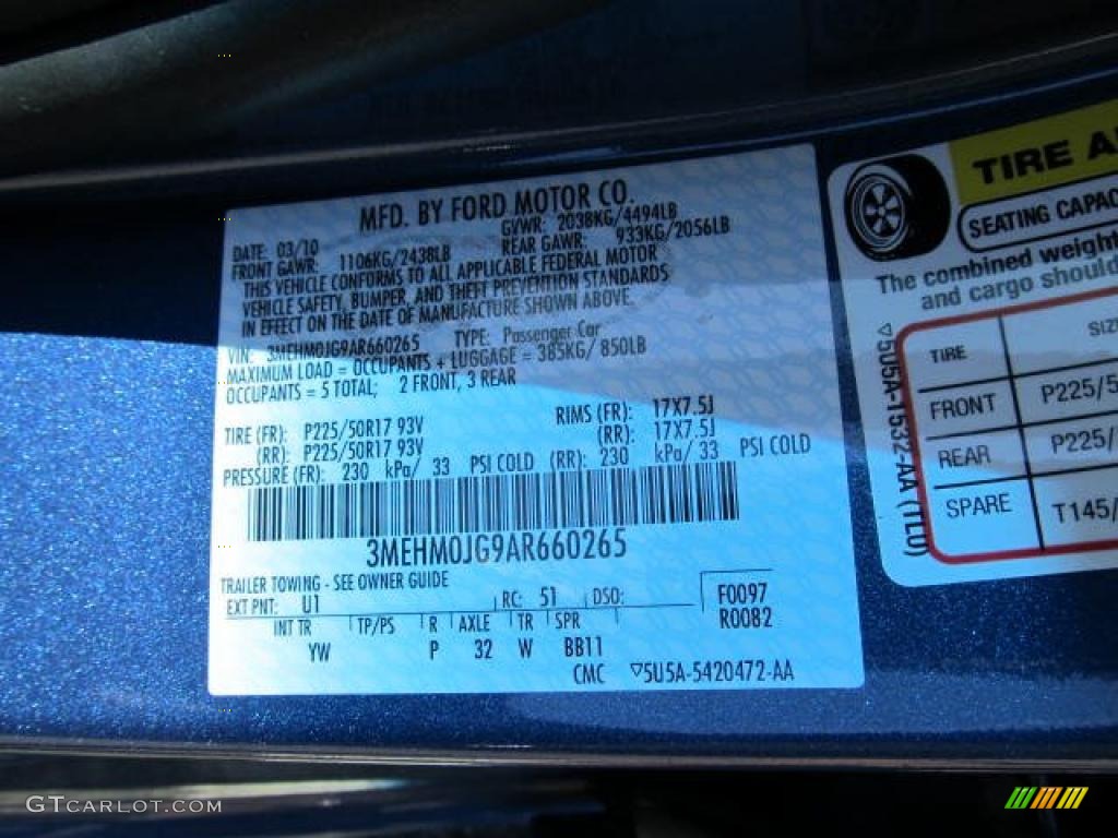 2010 Milan Color Code U1 for Sport Blue Metallic Photo #49141739