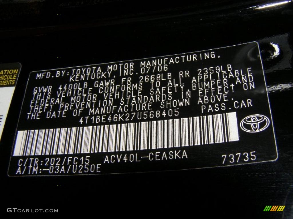 2007 Camry SE - Black / Dark Charcoal photo #16