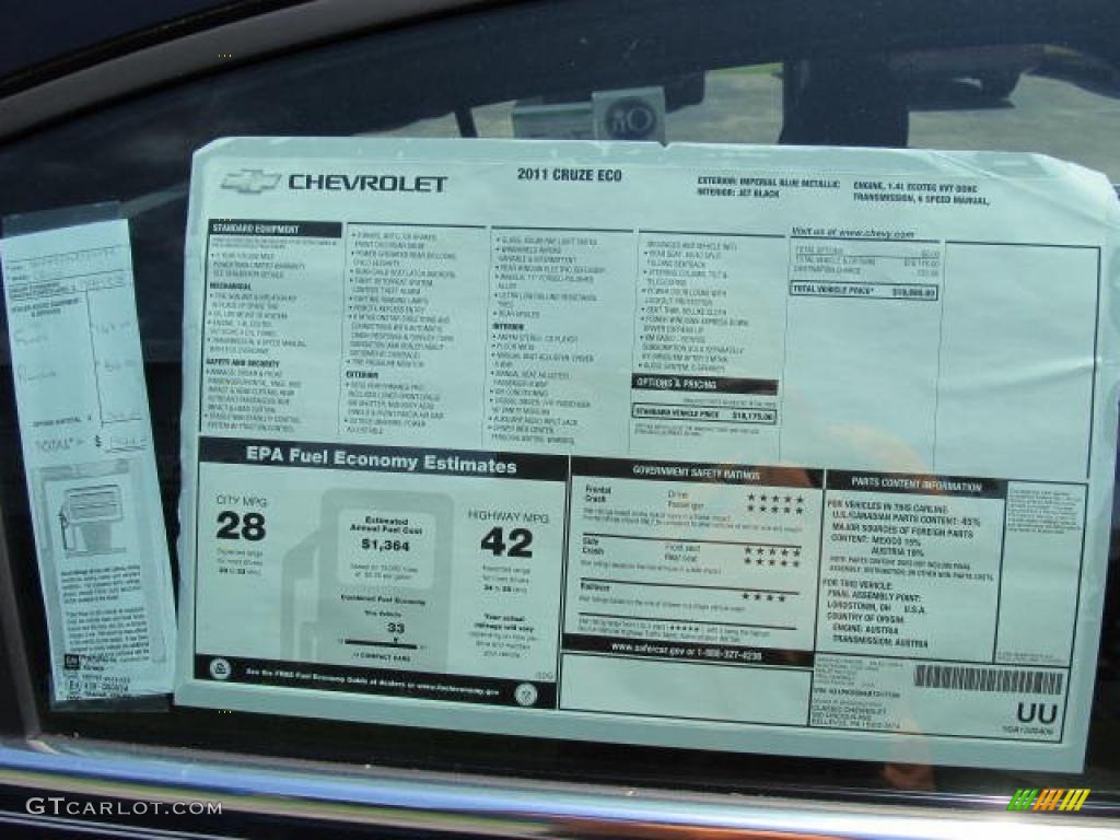 2011 Chevrolet Cruze ECO Window Sticker Photo #49145369