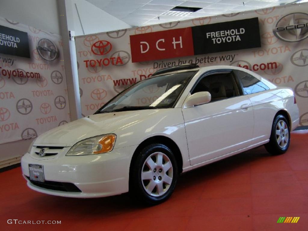 2002 Civic EX Coupe - Taffeta White / Beige photo #1