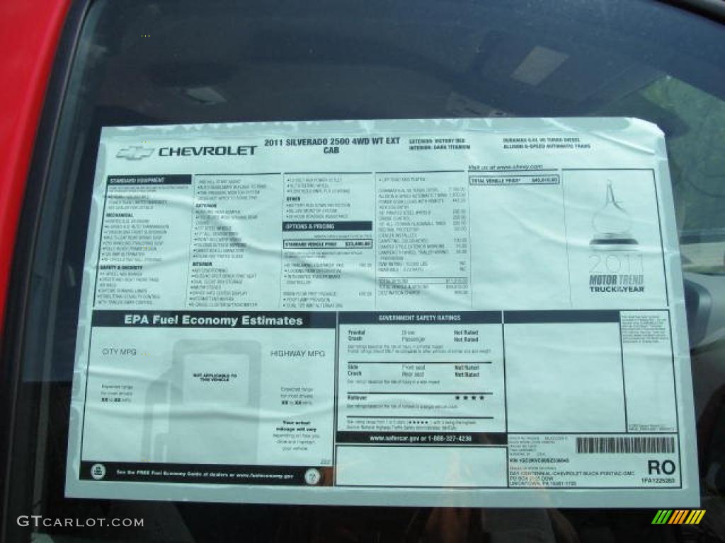 2011 Chevrolet Silverado 2500HD Extended Cab 4x4 Window Sticker Photo #49146707