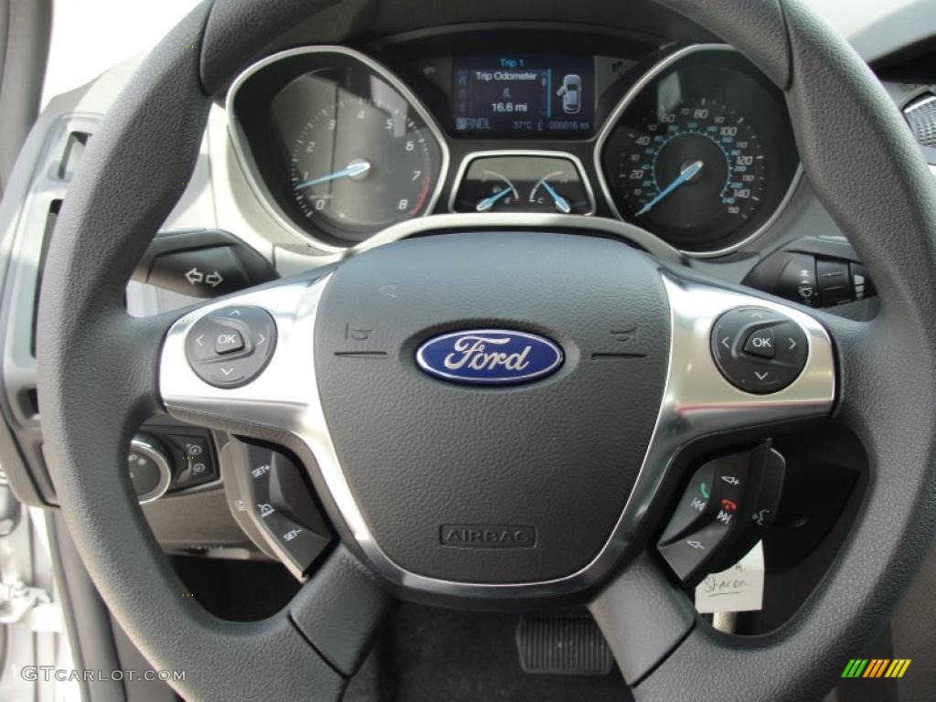 2012 Ford Focus SE Sedan Charcoal Black Steering Wheel Photo #49147475