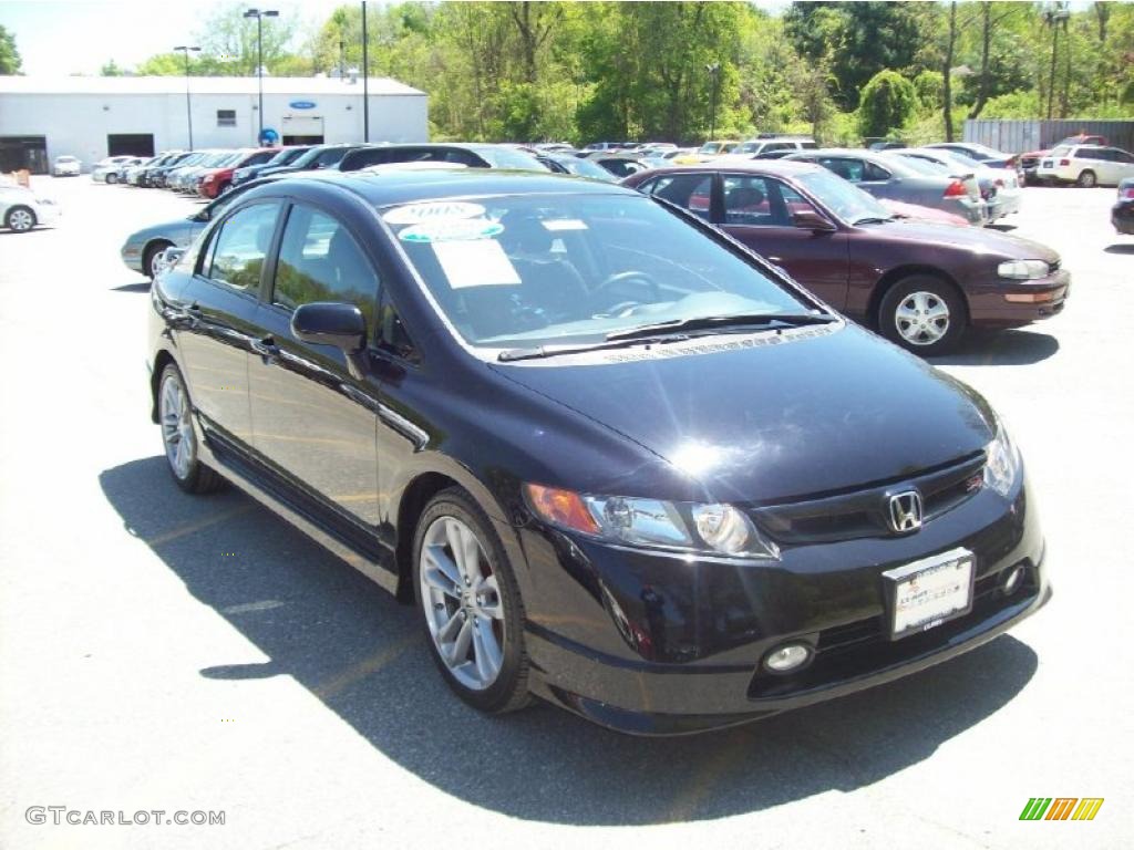 2008 Civic Si Sedan - Nighthawk Black Pearl / Black photo #1