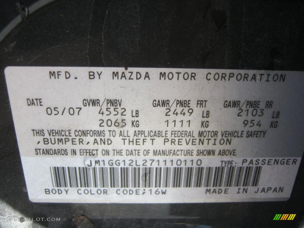 2007 Mazda MAZDA6 MAZDASPEED6 Sport Color Code Photos