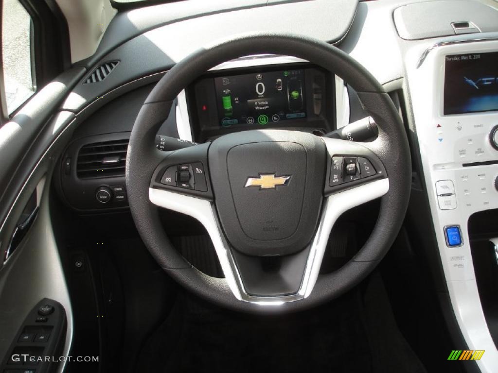 2011 Chevrolet Volt Hatchback Jet Black/Ceramic White Steering Wheel Photo #49161143