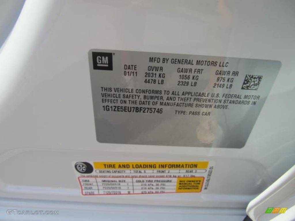 2011 Chevrolet Malibu LTZ Info Tag Photos
