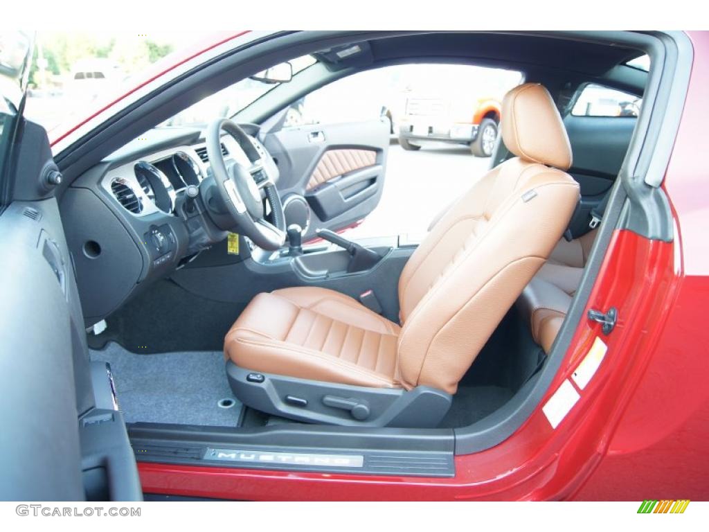 2012 Mustang V6 Premium Coupe - Red Candy Metallic / Saddle photo #9