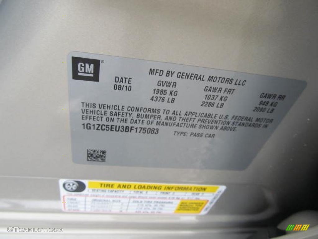 2011 Chevrolet Malibu LT Info Tag Photo #49169945