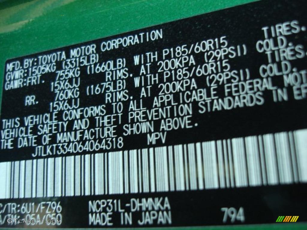 2006 xB Color Code 6U1 for Envy Green Photo #49170062
