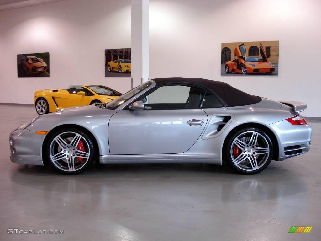 2008 911 Turbo Cabriolet - GT Silver Metallic / Cocoa Brown photo #5