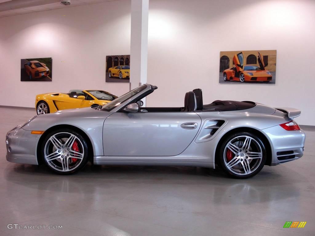 2008 911 Turbo Cabriolet - GT Silver Metallic / Cocoa Brown photo #6