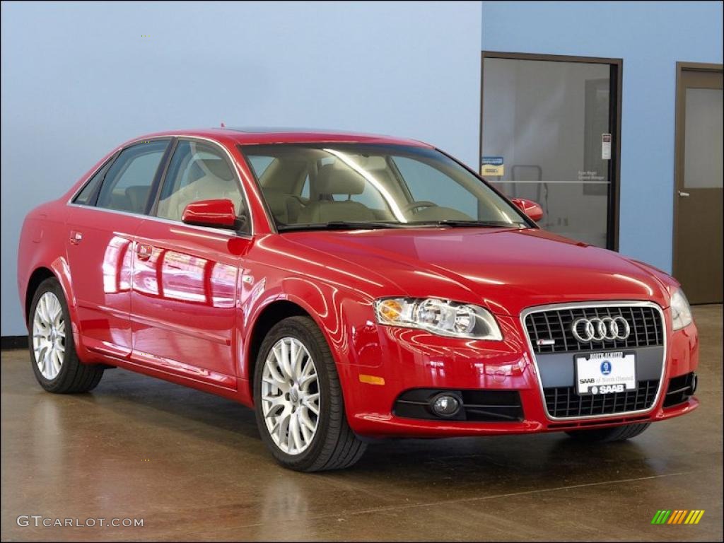 2008 A4 2.0T quattro S-Line Sedan - Brilliant Red / Beige photo #1