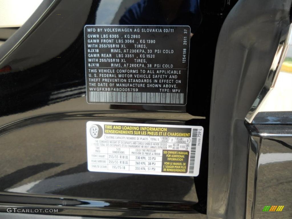 2011 Volkswagen Touareg TDI Sport 4XMotion Info Tag Photos