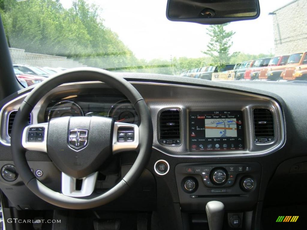 2011 Dodge Charger Rallye Plus Black/Light Frost Beige Steering Wheel Photo #49174751