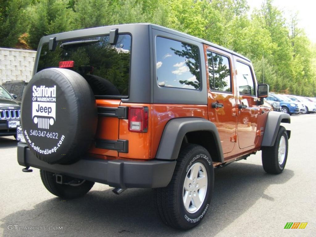 2011 Wrangler Unlimited Sport 4x4 - Mango Tango Pearl / Black photo #3