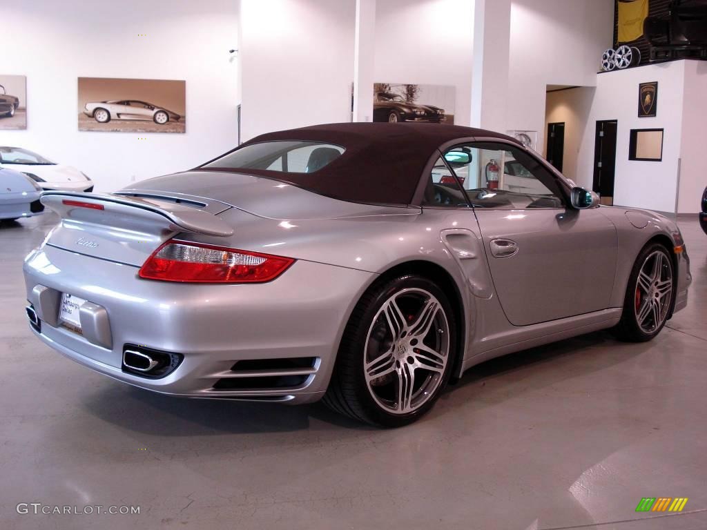 2008 911 Turbo Cabriolet - GT Silver Metallic / Cocoa Brown photo #27