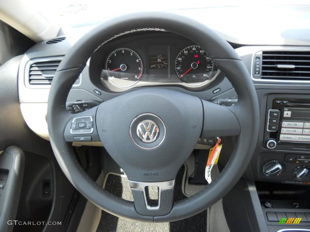 2011 Volkswagen Jetta SE Sedan Cornsilk Beige Steering Wheel Photo #49177280