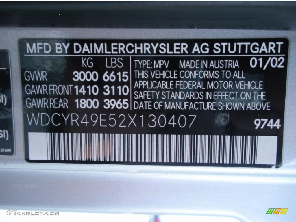 2002 Mercedes-Benz G 500 Color Code Photos