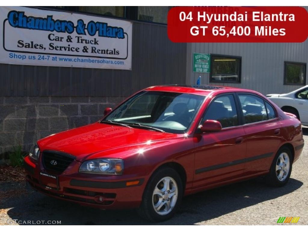 2004 Elantra GT Sedan - Rally Red / Dark Gray photo #1