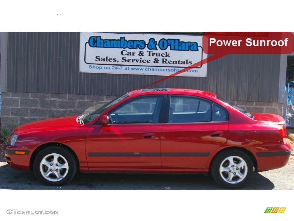 2004 Elantra GT Sedan - Rally Red / Dark Gray photo #2