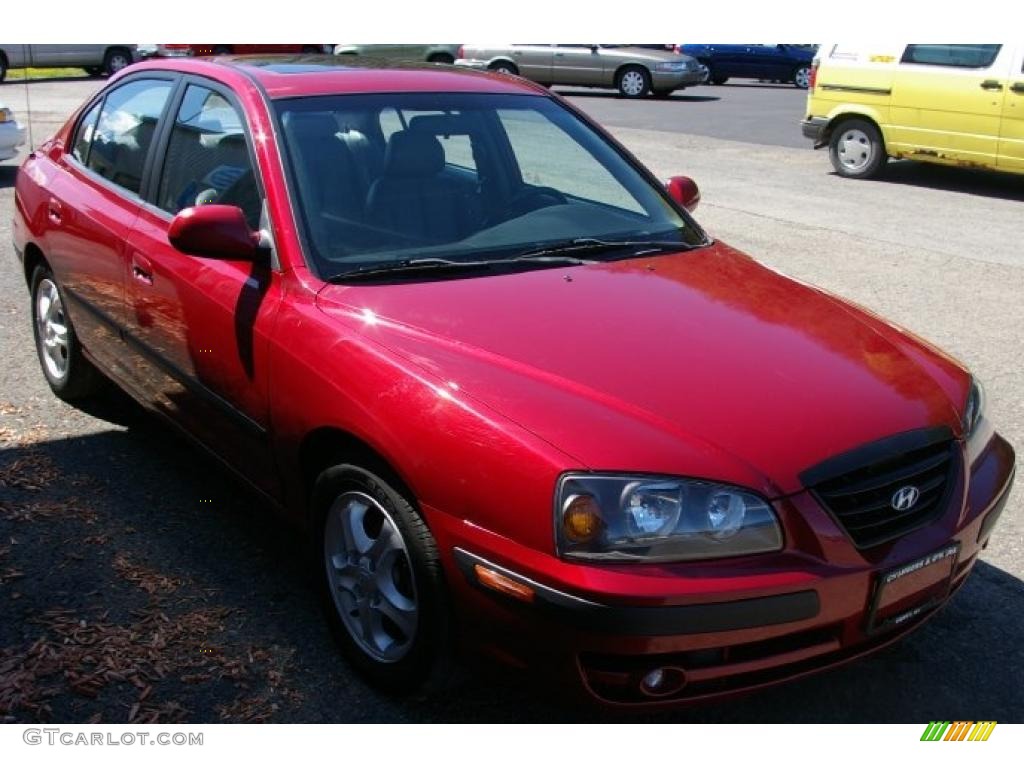 2004 Elantra GT Sedan - Rally Red / Dark Gray photo #10