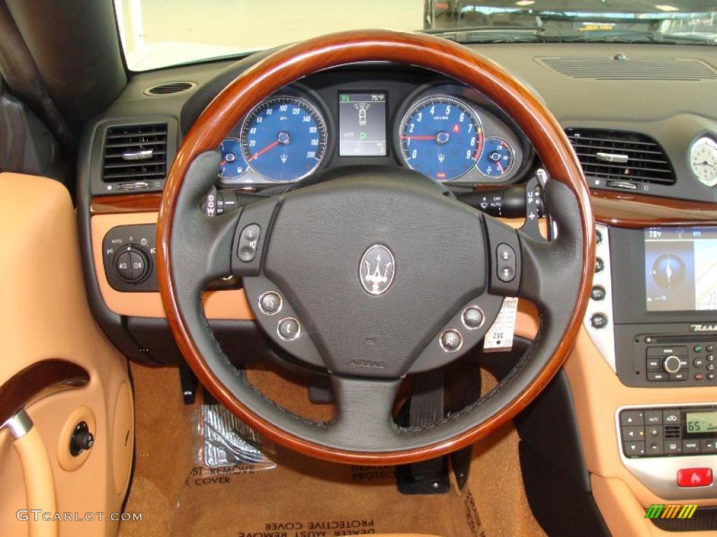 2011 Maserati GranTurismo Convertible GranCabrio Cuoio Steering Wheel Photo #49183547
