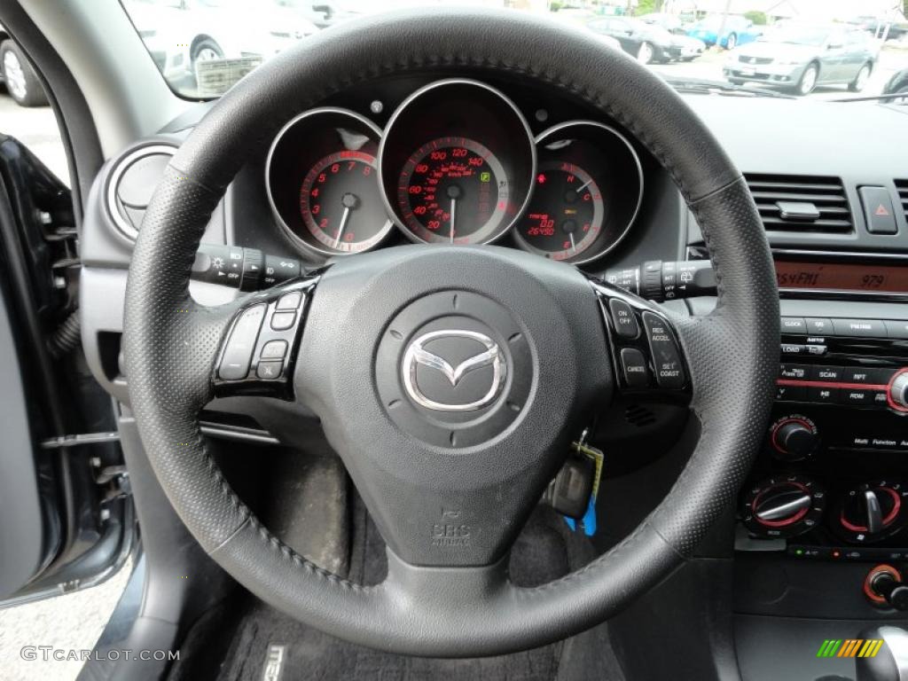 2009 Mazda MAZDA3 s Touring Hatchback Black Steering Wheel Photo #49196945