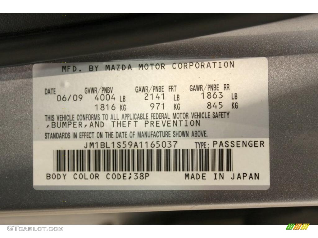 2010 MAZDA3 Color Code 38P for Liquid Silver Metallic Photo #49197887