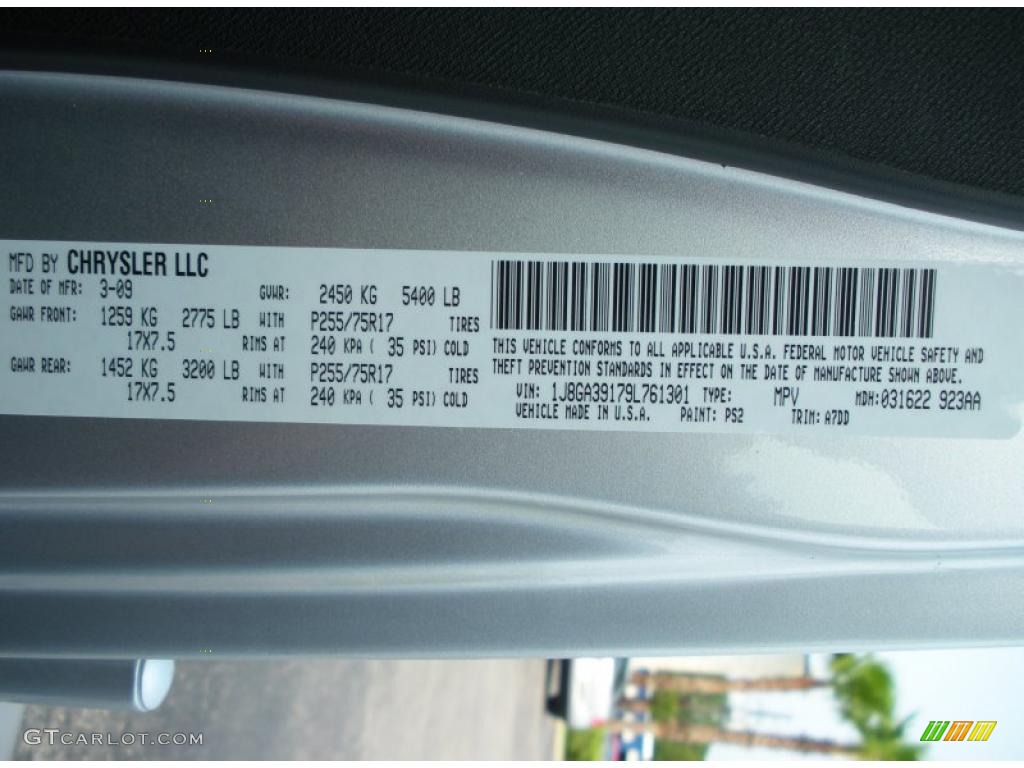 2009 Wrangler Unlimited Color Code PS2 for Bright Silver Metallic Photo #49199627