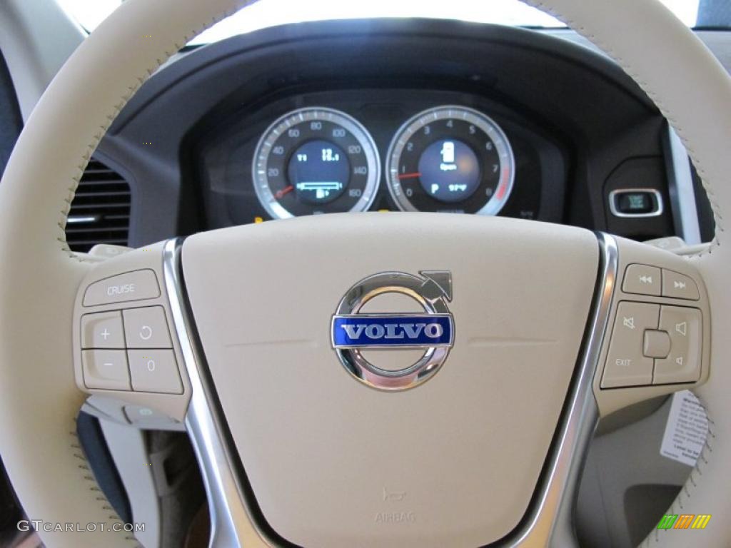 2011 Volvo XC60 T6 AWD Sandstone Beige Steering Wheel Photo #49204823
