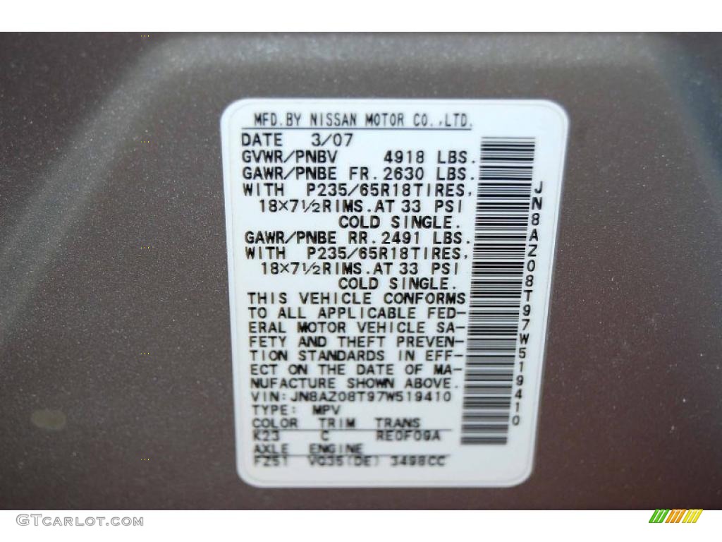 2007 Murano SL - Brilliant Silver Metallic / Cafe Latte photo #12