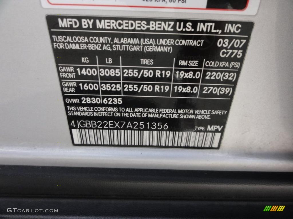 2007 ML Color Code 775 for Iridium Silver Metallic Photo #49214513