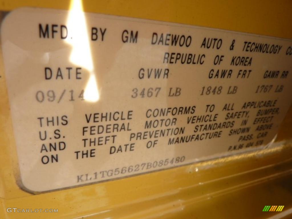 2007 Chevrolet Aveo LT Sedan Info Tag Photos