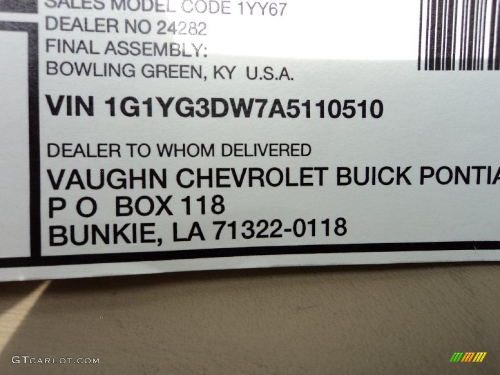 2010 Chevrolet Corvette Convertible Window Sticker Photo #49226471
