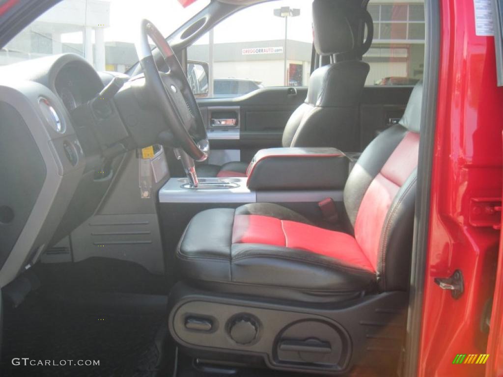 Black/Red Interior 2007 Ford F150 Lariat SuperCrew 4x4 Photo #49226699