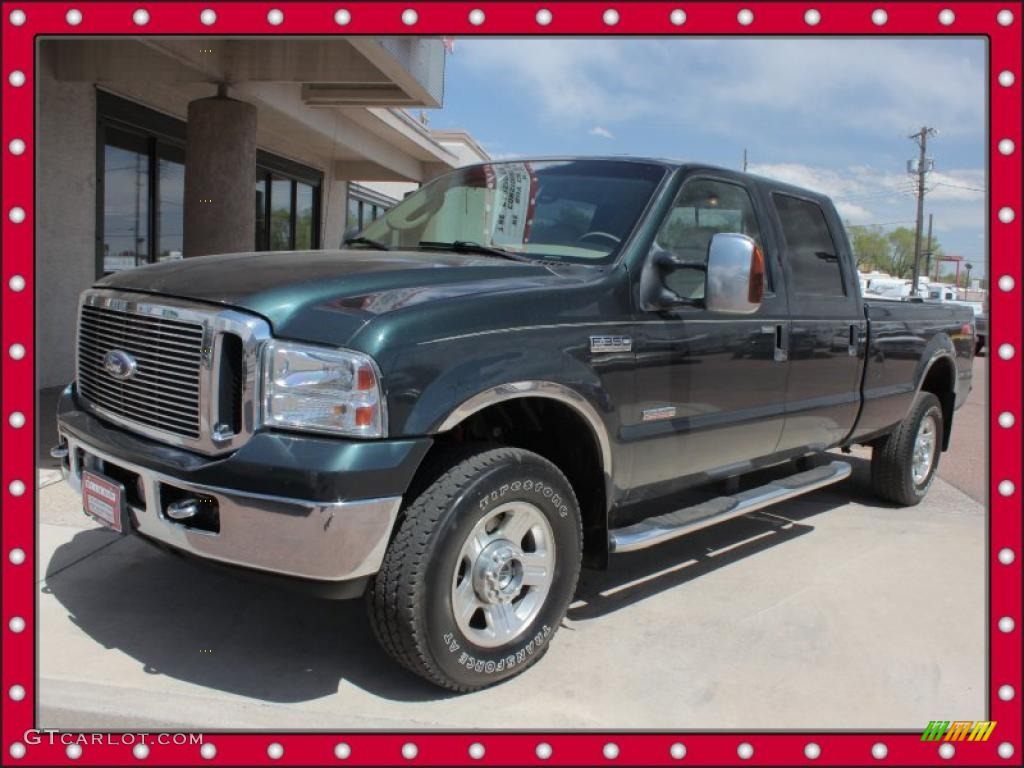 2006 F350 Super Duty Lariat FX4 Crew Cab 4x4 - Dark Green Satin Metallic / Tan photo #1