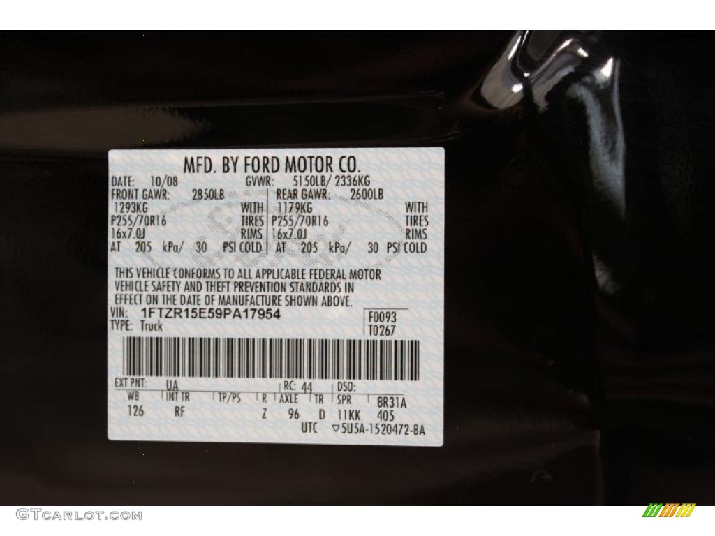 2009 Ranger Color Code UA for Black Photo #49232306