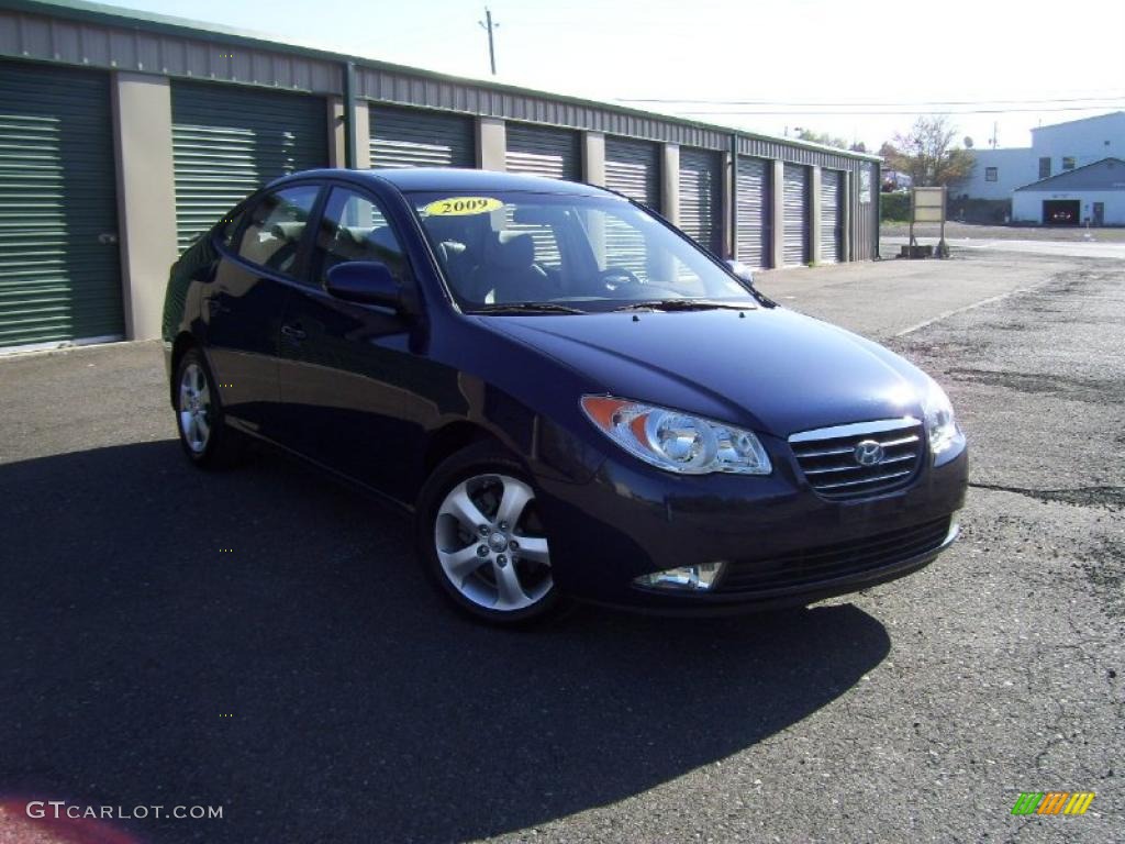 2009 Elantra SE Sedan - Regatta Blue / Gray photo #3
