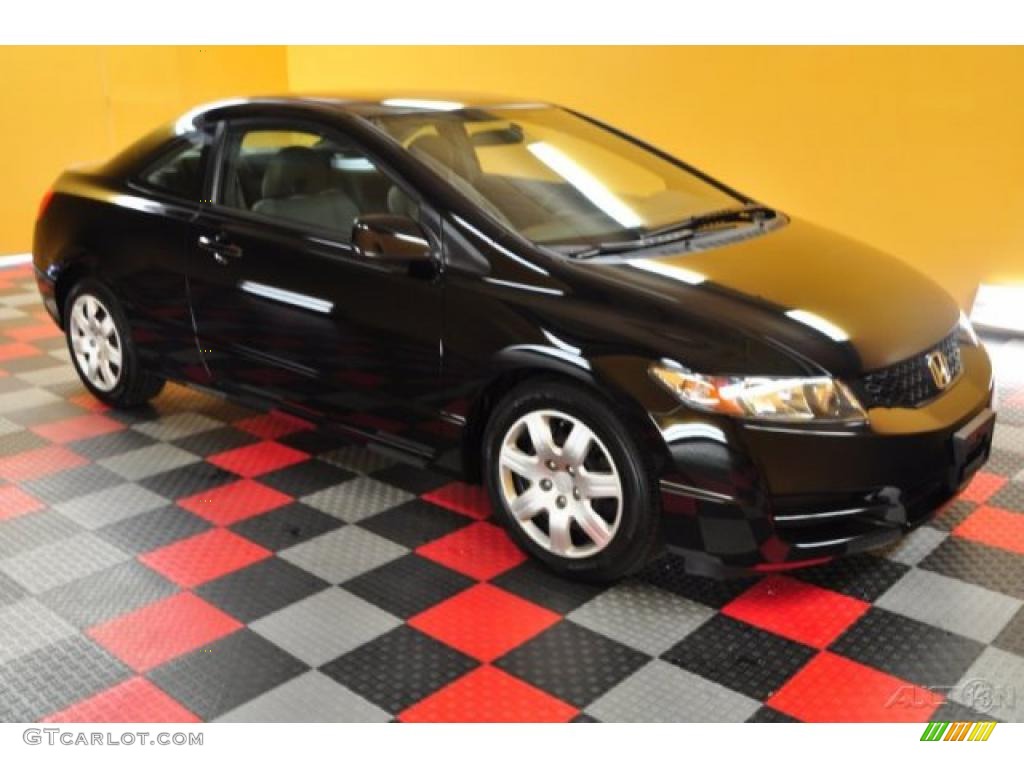 2010 Civic LX Coupe - Crystal Black Pearl / Gray photo #1