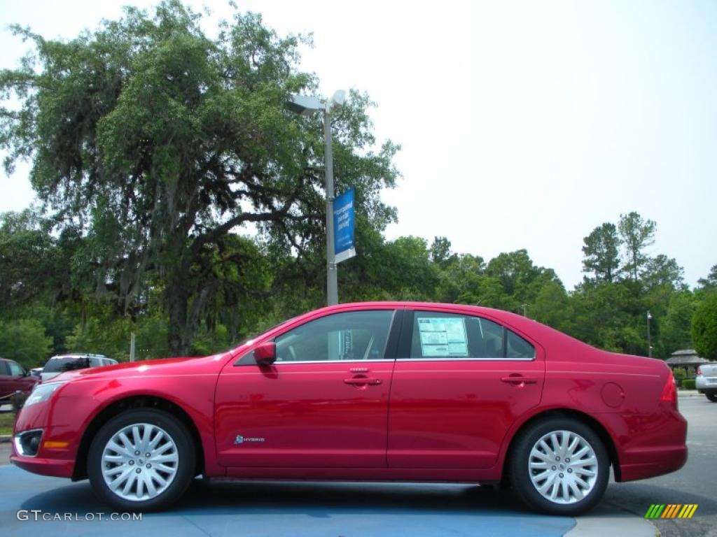 2011 Fusion Hybrid - Red Candy Metallic / Medium Light Stone photo #2